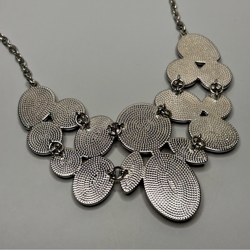 Bright Red Bold Silver Tone Statement Necklace - image 4